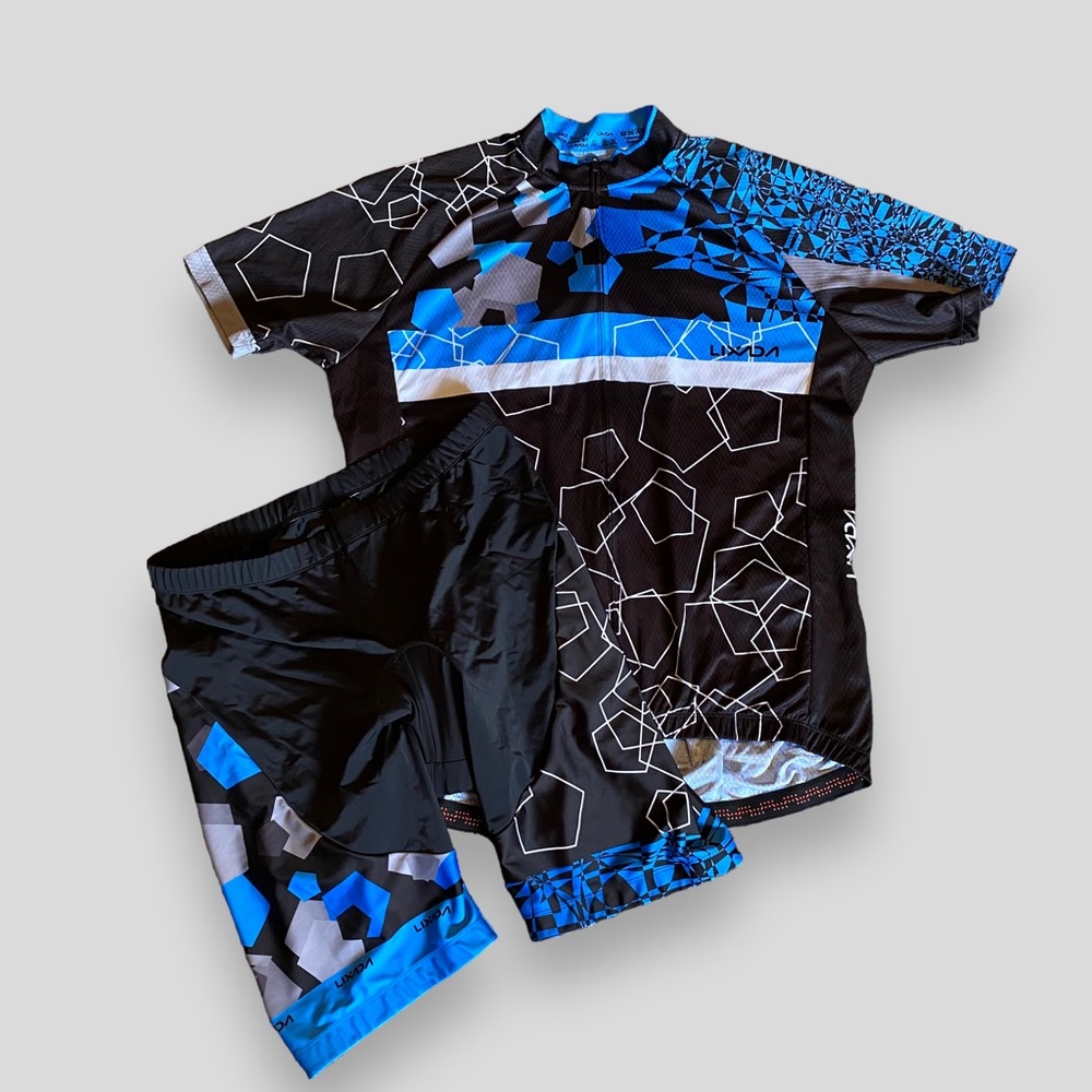 2pc Lixada Shirt & Shorts Cycling Bicycling Biking Set Full Zip Pockets Men XXL